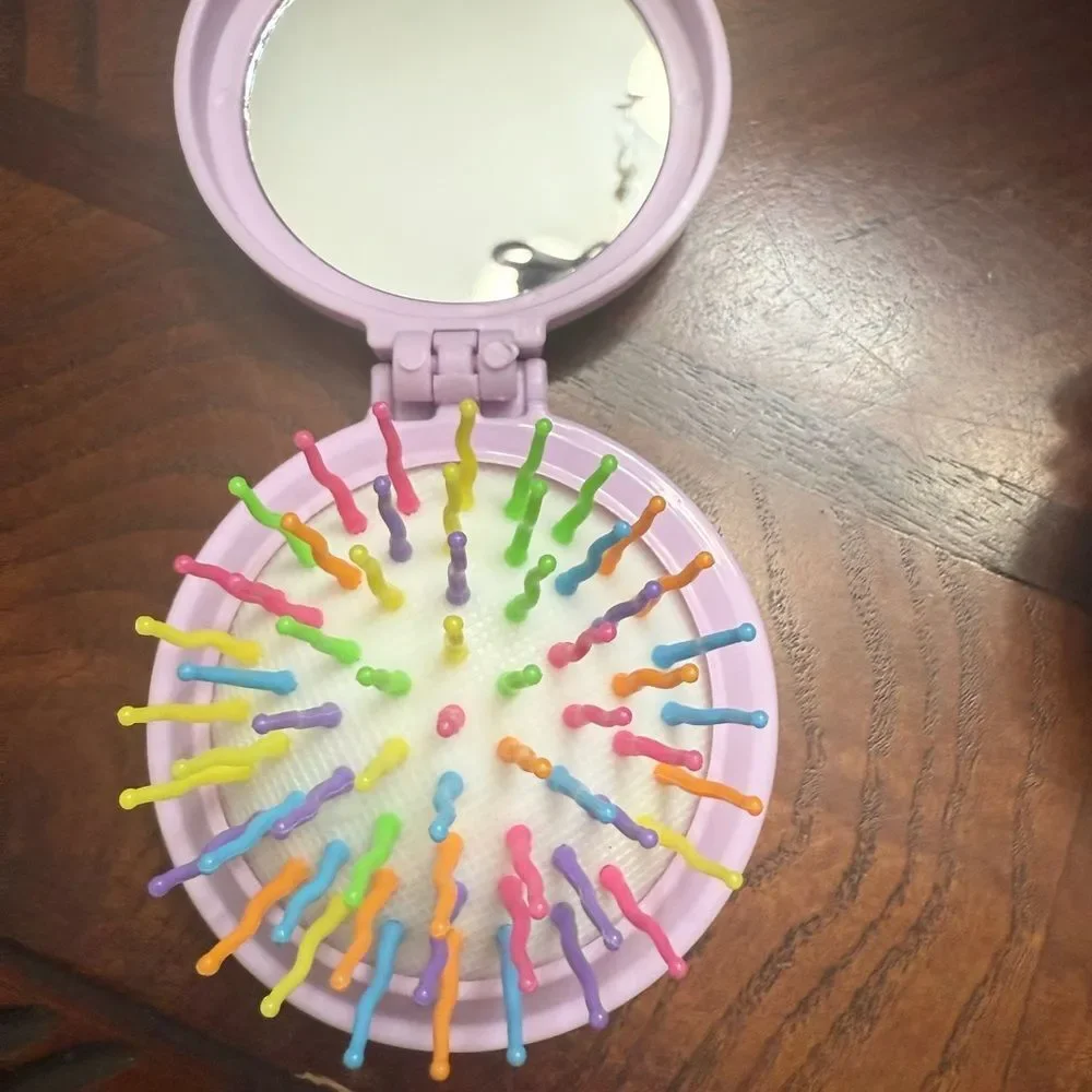 New labubu Cute Purple Compact mirror hair brush